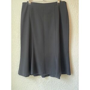 Talbots Womens Black Wool Blend Midi Skirt Fitted Career Flared Size 4